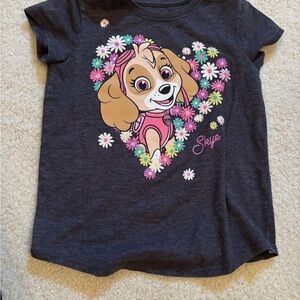 Paw Patrol Skye Charcoal T-Shirt with Floral Heart